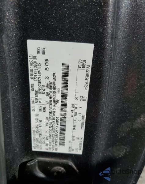 2015 Ford F150 Super Cab из США, поврежденный, VIN 1FTFX1EF2FKF20805